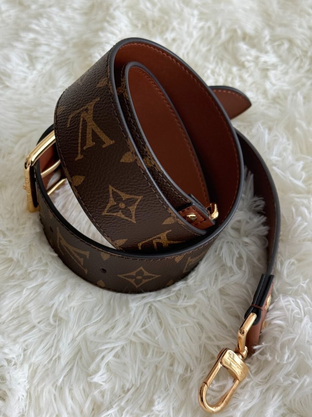 Louis Vuitton Monogram Wide Adjustable Bag Shoulder Strap ~120cm Gold Hardware - Picture 2 of 15